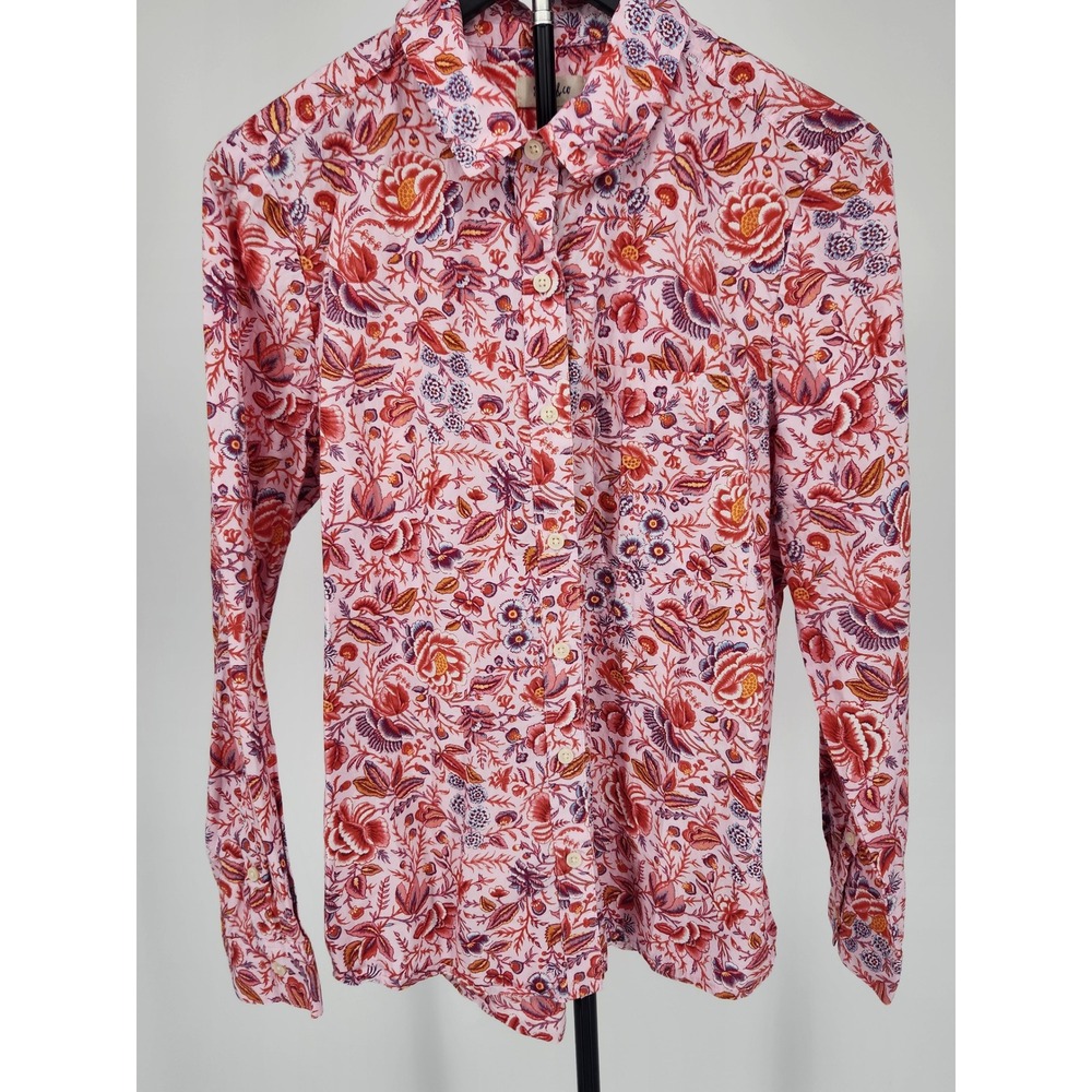 Style & Co Womens Pink Floral Paisley Cotton Button Down Shirt Size Medium
